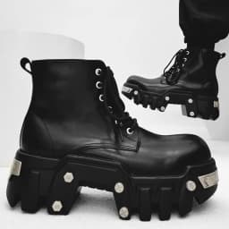 2025 New Trendy Heightening 8cm Bulldozer Men's Handsome British Style Platform Motorcycle Short Boots