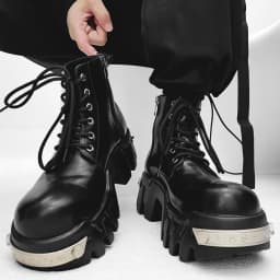 2025 New Trendy Heightening 8cm Bulldozer Men's Handsome British Style Platform Motorcycle Short Boots