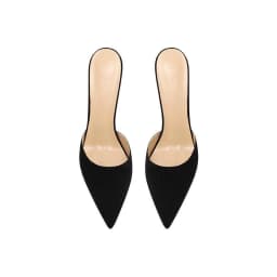 2026 New Black Suede High-Heeled Slippers with Sexy Temperament, Pointed and Thin Heels, Worn with a Toe Cover and Half Drag