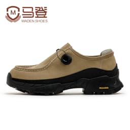 Maden Vintage Khaki Work Low Top Boots Chunky Platform Elastic Lace Shoes Round Toe Casual Fall Dress Shoes