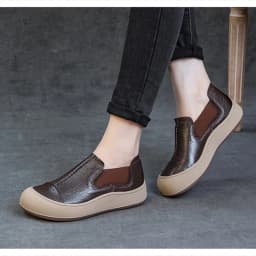 Jiany Women's Shoes 2025 New Style Top Layer Cowhide Single Shoes, Women's Retro and Simple Flat Shoes, Casual Sports Shoes