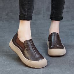 Jiany Women's Shoes 2025 New Style Top Layer Cowhide Single Shoes, Women's Retro and Simple Flat Shoes, Casual Sports Shoes