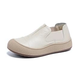 Jiany Women's Shoes 2025 New Style Top Layer Cowhide Single Shoes, Women's Retro and Simple Flat Shoes, Casual Sports Shoes