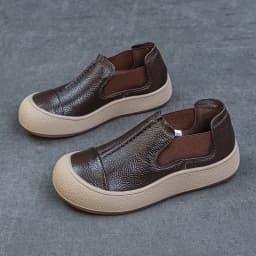 Jiany Women's Shoes 2025 New Style Top Layer Cowhide Single Shoes, Women's Retro and Simple Flat Shoes, Casual Sports Shoes