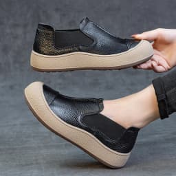 Jiany Women's Shoes 2025 New Style Top Layer Cowhide Single Shoes, Women's Retro and Simple Flat Shoes, Casual Sports Shoes
