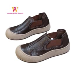 Jiany Women's Shoes 2025 New Style Top Layer Cowhide Single Shoes, Women's Retro and Simple Flat Shoes, Casual Sports Shoes