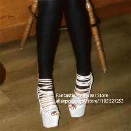 Nude Strappy Platform Stiletto Pumps Peep Toe Lace up High Heels Designer Elegant Style Cutout High Heeled Footwear for Banquet