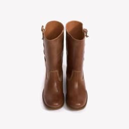 Brown chunky low heels bowknot leather high boots women's western causal dress cowboy long boot luxury designer soft shoes