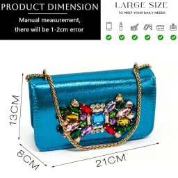 VENUS CHAN Women Colorful Rhinestone Embellished Satin Mules & Handbag Set for Wedding Party Evening Events