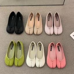 Bailamos Women Flats Tabi Ninja Shoes Woman Microfiber Leather Comfy Flats Split Toe Slippers Soft Bottom Loafers Solid Brief La
