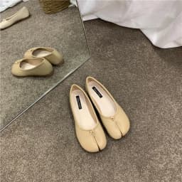 Bailamos Women Flats Tabi Ninja Shoes Woman Microfiber Leather Comfy Flats Split Toe Slippers Soft Bottom Loafers Solid Brief La