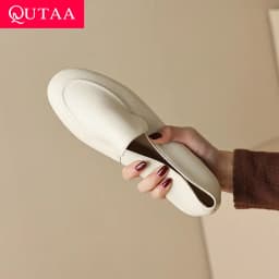 QUTAA 2025 Fashion Women Flats Shoes News Cow Leather Woman Spring Ballet Shoes Loafers Casual Round Toe Ladies Size 34-40
