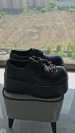 2025 Big Head Leather Men's Casual Trendy Models Increased By 10CM Niche Platform Muffin Male Model Catwalk Models Derby Shoes