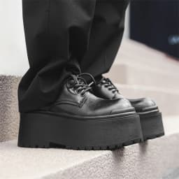 2025 Big Head Leather Men's Casual Trendy Models Increased By 10CM Niche Platform Muffin Male Model Catwalk Models Derby Shoes