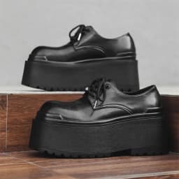 2025 Big Head Leather Men's Casual Trendy Models Increased By 10CM Niche Platform Muffin Male Model Catwalk Models Derby Shoes