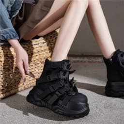 2025 New Women Genuine Leather Punk Muffin Platform Sports Retro Rivet Heavy Metal Short Boots