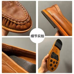 High-end Leather Shoes with Suede Uppers - Men's Streetwear Leather Boat Shoes, Retro lightweight and Breathable Loafers, Casual