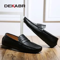 DEKABR Big Size 38~49 Men Loafers Real Leather Fashion Boat Shoes Brand Mens Casual Leather Male Flat Shoes