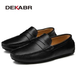 DEKABR Big Size 38~49 Men Loafers Real Leather Fashion Boat Shoes Brand Mens Casual Leather Male Flat Shoes