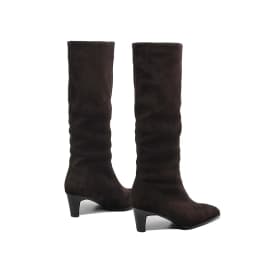 2025 New Trend Cow Suede Women Autumn Winter Slip-On Boots Chocolate Burgundy High Chunky Heels Square Toe Lady Knee High Boots
