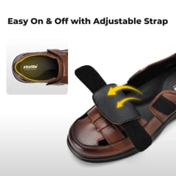 FitVille Men's Closed-Toe Sandals Wide Toe Leather Diabetic Shoes for Men Orthopedic Dress Sandal Velcro Straps Shock-Absorbing