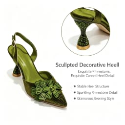 2026 Luxury Olive Green Crystal Heels & Handbag Gift Set, Rhinestone Embellished Women Dress Pumps & Purse for Wedding Party Eve