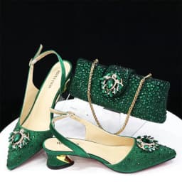 Purple 2024 Italian Design Girly Style Opend Toe Shoes And Bag Full Diamond Decoration with Appliques for Wedding Party