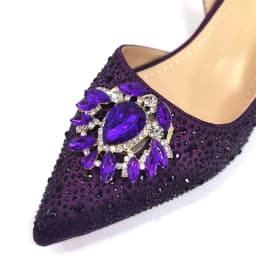 Purple 2024 Italian Design Girly Style Opend Toe Shoes And Bag Full Diamond Decoration with Appliques for Wedding Party
