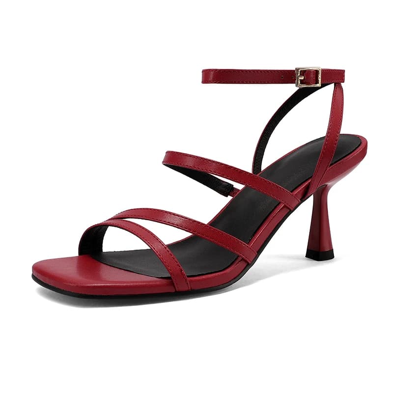 SmallHut New 2026 Trend Ankle Strap Sandals Summer Women Sexy Party High Heel Red Black Light-Yellow Beige Apricot Buckle Sandal