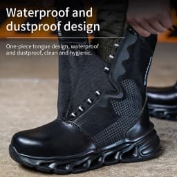 Mens Steel Toe Work Boots High Top Light Breathable Safety Shoes Anti-Smash Anti-Puncture Construction Boots Wear-Resisting Sole