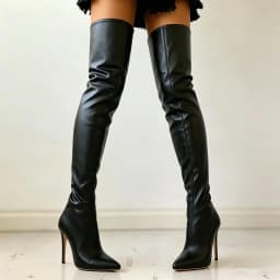 Sexy Stiletto Heels Black Women Over The Knee Boota Big Size 46 Back Zip Long Boots Lady Shoes