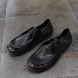 Men's Black Leather Lace-Up Shoes Vintage Round Toe Soft Flexible Flat Sole Casual Driving Leather Loafers Trendy Men's Shoes