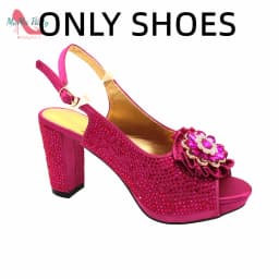 Buckle Strap Sandals Nigerian Women Shoes and Bag Set in Yellow Color with Shinning Crystal Italian Lady Shoes and Bag for Party