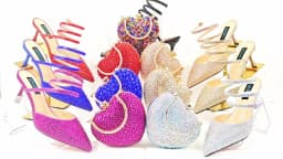 QSGFC Fashionable Girly Style Shoes And Bag Full Diamond Women's Pointed Toe High Heels African Popular Wedding Shoes and Bag