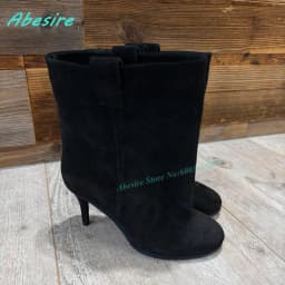 Brown Suede Slip On Ankle Boots Round Toe Thin Heels Elegant Women's Boots Retro Winter Daily Office Fashion Ladies Shoes