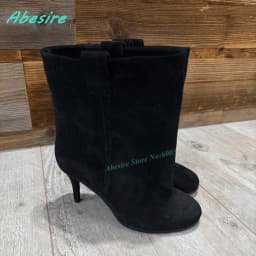 Brown Suede Slip On Ankle Boots Round Toe Thin Heels Elegant Women's Boots Retro Winter Daily Office Fashion Ladies Shoes