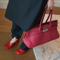 2026 Autumn Brand Design Split Toe Women Pumps Elegant Red Leather Shoes Women Chunky Round Strap Buckle High Heels Female