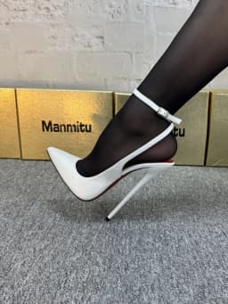 New 12CM Red Patent Leather Ankle Strap Super High Heels Women's Shoes, Shallow Mouth Sexy Back Hollow Pointed Sandals