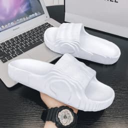 Unisex Couple Summer Soft Home Slippers Non‑Slip Flat Solid‑Color Sandals Flip‑Flops for Men Women Indoor Bathroom Hotel Household Footwear