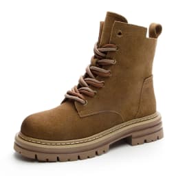 ASUMER Cow Suede Leather Ankle Boots For Women Zipper Platform Boots Retro Autumn Winter Motorcycle Boots Lady Shoes