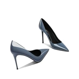 Grey Blue High-Heeled Shoes for Women, Paired with a Pointed, Slender Heel, Shallow Mouth, sexy and Non-Tiring Single Shoe