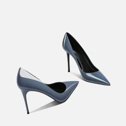 Grey Blue High-Heeled Shoes for Women, Paired with a Pointed, Slender Heel, Shallow Mouth, sexy and Non-Tiring Single Shoe