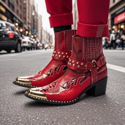 Men's Designer Genuine Leather Ankle Boots Metal‑Pointed Print Rivet Decor Plus‑Size Cowboy Motorcycle Footwear For Business For