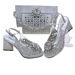 Doershow African fashion Italian Shoes And Bag Sets For Evening Party With Stones pink Italian Handbags Match Bags! HFV-25