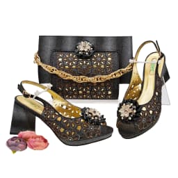 Doershow African fashion Italian Shoes And Bag Sets For Evening Party With Stones pink Italian Handbags Match Bags! HFV-25