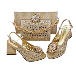 Doershow African fashion Italian Shoes And Bag Sets For Evening Party With Stones pink Italian Handbags Match Bags! HFV-25