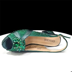 2026 Italian Elegant Green Large Size Women Heels Rhinestone Handbag Set For Wedding Party Bridal Evening Match Accessories