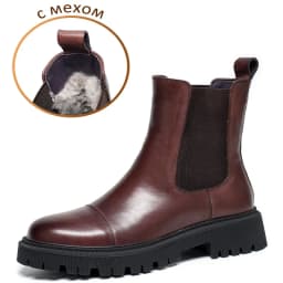 BeauToday Ankle Boots Platform Women Cow Leather Chelsea Boots Round Toe Elastic Band Thick Sole Ladies Shoes Handmade 02379