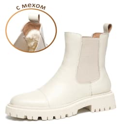 BeauToday Ankle Boots Platform Women Cow Leather Chelsea Boots Round Toe Elastic Band Thick Sole Ladies Shoes Handmade 02379