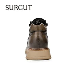 SURGUT Men's Leather Boots 2026 New Ankle Motorcycle Boots Retro Handmade Luxury Lace Up Waterproof Shoes For Men Working Boots